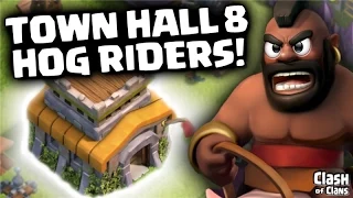 Clash of Clans "Hog Rider Three Stars" Town Hall 8 Attack Strategy in Clash!