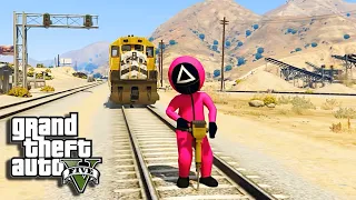 GTA 5 Squid Game Guard vs Train -➤ I STOPPED The TRAIN In GTA 5!