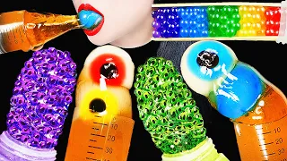 ASMR RAINBOW HONEY JELLY RECIPE + EATING SOUNDS, GUMMY EYEBALL, FROG EGGS HONEY JELLY 새소리 병, 신기한 물먹방