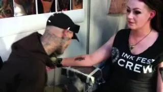 Zombie boy tattoing for the first time