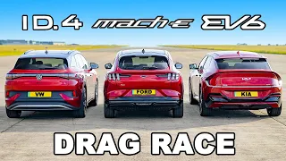 Kia EV6 v Mustang Mach E v VW ID.4: DRAG RACE