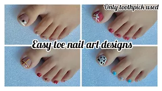 Easy toe nail art designs with toothpick|| Trendy toe nail art designs