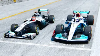 Mercedes F1 2022 vs Mercedes F1 2011 Micheal Schumacher at Monaco GP