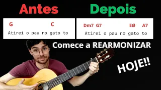 Como APLICAR  a CADÊNCIA  2 5 1 e SOFISTICAR músicas SIMPLES | aula de violão - REARMONIZAÇÃO