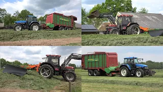 Gras oprapen en inkuilen met Case International 845 XL Plus en New Holland TM115 + Strautmann (2020)