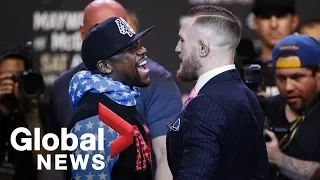 Floyd Mayweather vs. Conor McGregor face off full press conference ahead of August showdown