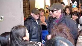 Hugh Jackman  greeting fans & signing autographs at Back on Broadway