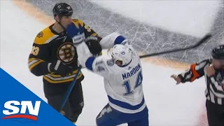 Complete Line Brawl Breaks Out After Siren Sounds In Bruins vs. Lightning