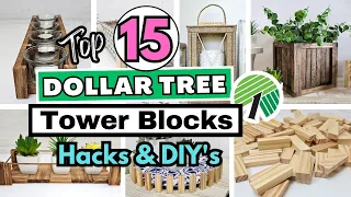 Top 15 DOLLAR TREE DIYS Using TUMBLING TOWER BLOCKS | Jenga Blocks Decor DIYS