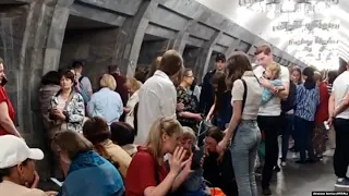 Kyiv Residents Shelter In Subway Amid Russian Air Strikes