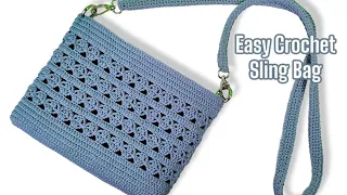 Easy Crochet Sling Bag For Beginner | Tutorial Tas Rajut Termudah untuk Pemula (SUBTITLE)
