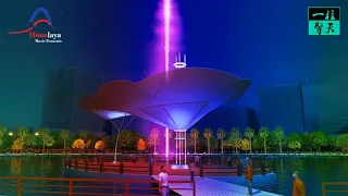 One of the Coolest Fountains in China Dishui Lake Music Fountain with Water Screen Movie Laser Show
