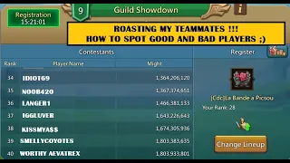 Lords Mobile -  ROASTING MY GUILDMATES!  Showcasing good and bad combat knowledge - Guild Showdown