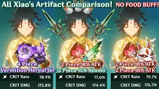 Xiao Artifact Comparison! Vermillion Hereafter vs Viridescent Gladiator Showcase | Genshin Impact