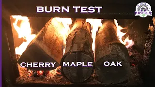 Cherry vs Maple vs Oak burn time test in Buck Stove catalytic wood stove