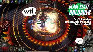 [3.23] 1000% AoE goes OFFSCREEN! Unloading 30-100m Blade Blast on bosses, zoom maps! PoE Affliction