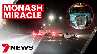 Massive Monash Freeway crash caught on dash cam  | 7NEWS