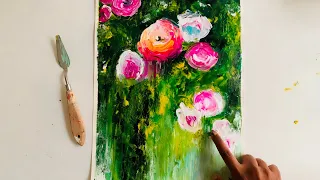 Abstract Floral Painting | Finger Painting Art | How to finger paint