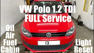 VW Polo 1.2 TDI FULL Service - Oil Air Fuel Cabin Filter - Light Reset