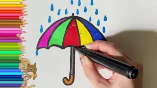 🌈☂️How to draw a colorful umbrella | step by step Easy Drawing | painting for kids beginners 4