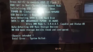 Chassis intruded! Fatal Error… System Halted!!! Устранение проблемы при загрузке ПК