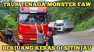 TRUK TENAGA MONSTER FAW BERJUANG HABIS-HABISAN DI TANJAKAN SITINJAU LAUIK