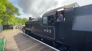Steam train leaving Smallbrook Junction Isle of Wight