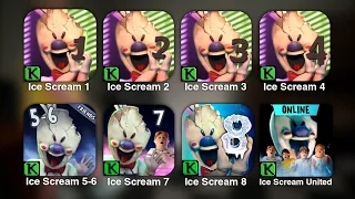 Ice Scream 1 2 3 4 5 6 7 8 & United Full Gameplay | Ice Scream Saga All Games Full Gameplay