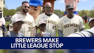 Brewers visit Milwaukee little league players | FOX6 News Milwaukee