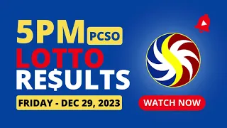 5PM Lotto Draw Results - December 29, 2023 (Friday) EZ2 Swertres PCSO