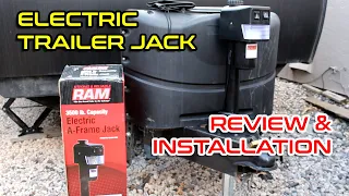 Electric trailer jack installation | electric RV tongue jack install RAM 3500 lb a frame jack review