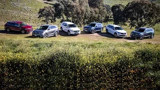 Hyundai Santa Fe v Kia Sorento v Mazda CX 8 v Peugeot 5008 v Skoda Kodiaq v Tiguan Allspace