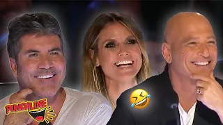 5 FUNNIEST AGT Auditions EVER! Simon Cowell Laughing!