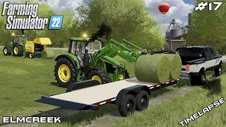 Baling HAY & GRASS SILAGE bales & TRANSPORTING bales | Elmcreek | Farming Simulator 22 | Episode 17