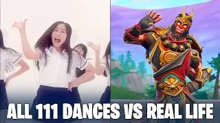 ALL 111 FORTNITE DANCES/EMOTES VS IN REAL LIFE