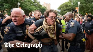 US riot police clash with pro-Palestine protesters on college campuses