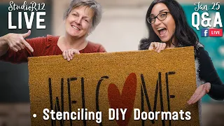 Secrets to Painting on a Coir Ikea Doormat | Stencil a DIY Porch Welcome Mat | Live Q&A 1/25/22