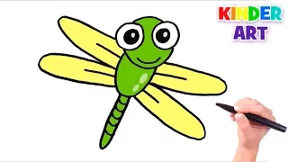 Как нарисовать стрекозу поэтапно ребенку | How to Draw a Cartoon Dragonfly Easy for kids