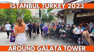 ISTANBUL TURKEY 2023 AROUND GALATA TOWER WALKING TOUR | 4K UHD 60FPS