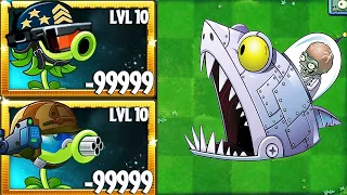 Plants vs  Zombies 2: All Peashooter Max Level Power-up Vs ZOMBOT