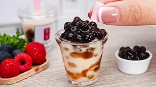 Homemade Miniature Boba Tea Recipe - Tiny Bubble Tea with Tapioca Pearls | ASMR Cooking Mini Food