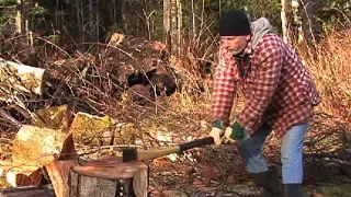 Splitting Firewood by hand - 2 Hot Tips & Review/Demo Electric Log Splitter - Going to the Country