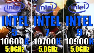 RTX 3080 @ 10GB || INTEL i5 10600K vs INTEL i7 10700K vs INTEL i9 10900K || PC GAMES TEST ||
