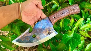 Knife Making - Forging A Powerful Cleaver From A Rusty Leaf Spring