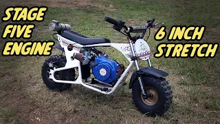 Monster Moto Minibike Racing Upgrades! Stage 5 Predator 212 and 6" Stretch
