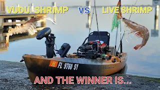 Live Shrimp Vs. Vudu Shrimp! Fishing On My Old Town Kayak On A Cold Rainy Day! And The Winner Is...