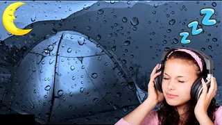 RAIN ON TENT + Fan White Noise | Dark Screen Sleep Sounds