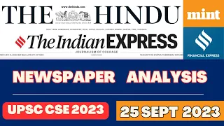 UPSC CSE CURRENT AFFAIRS | 25 Sept 2023 - The Hindu + Financial Express + The Mint  #upsc #news