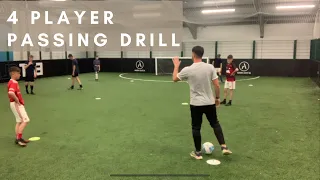 Four Player Passing Drill With Coaching | Football Passing and Receiving Drills