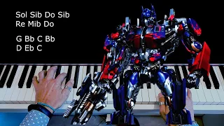 Transformers - Arrival To Earth Piano Tutorial with letters, Easy Piano, Piano Facil, Pianola